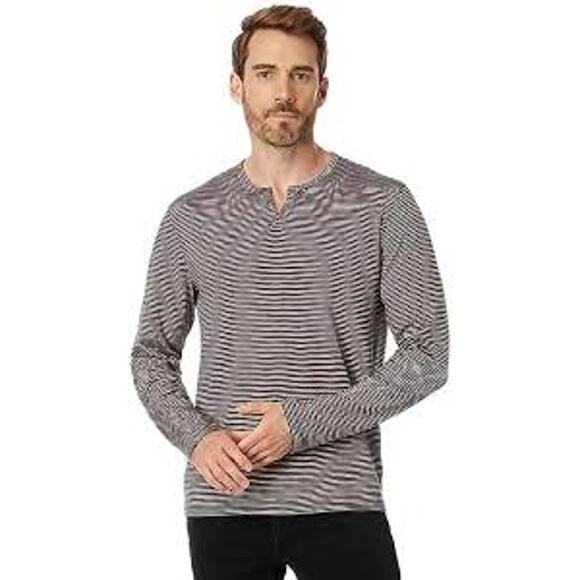Vince Men's Slub Stripe Split Neck Henley L/S size Large - Picture 1 of 11